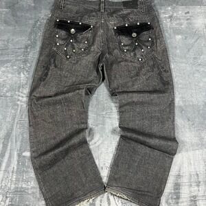 Y2K Clench Dark Black Baggy Denim Jeans - size 36 x 32